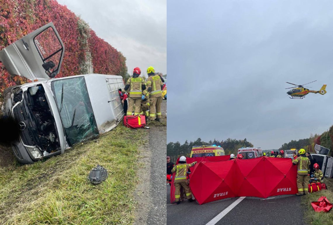 Dramatyczny wypadek na trasie S7. W akcji śmigłowiec LPR