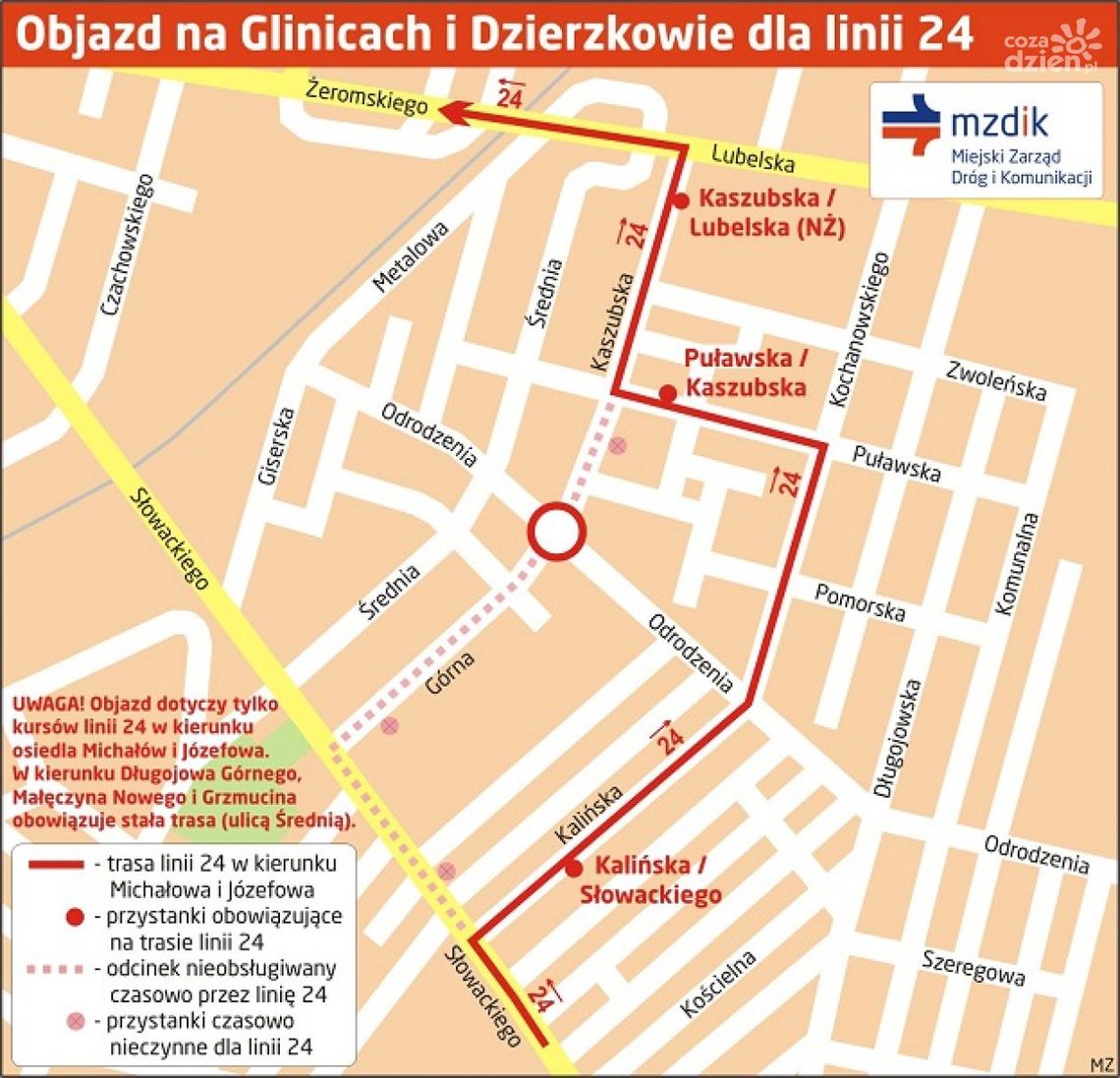 Drogowcy zamykają skrzyżowanie na Glinicach! (mapka)