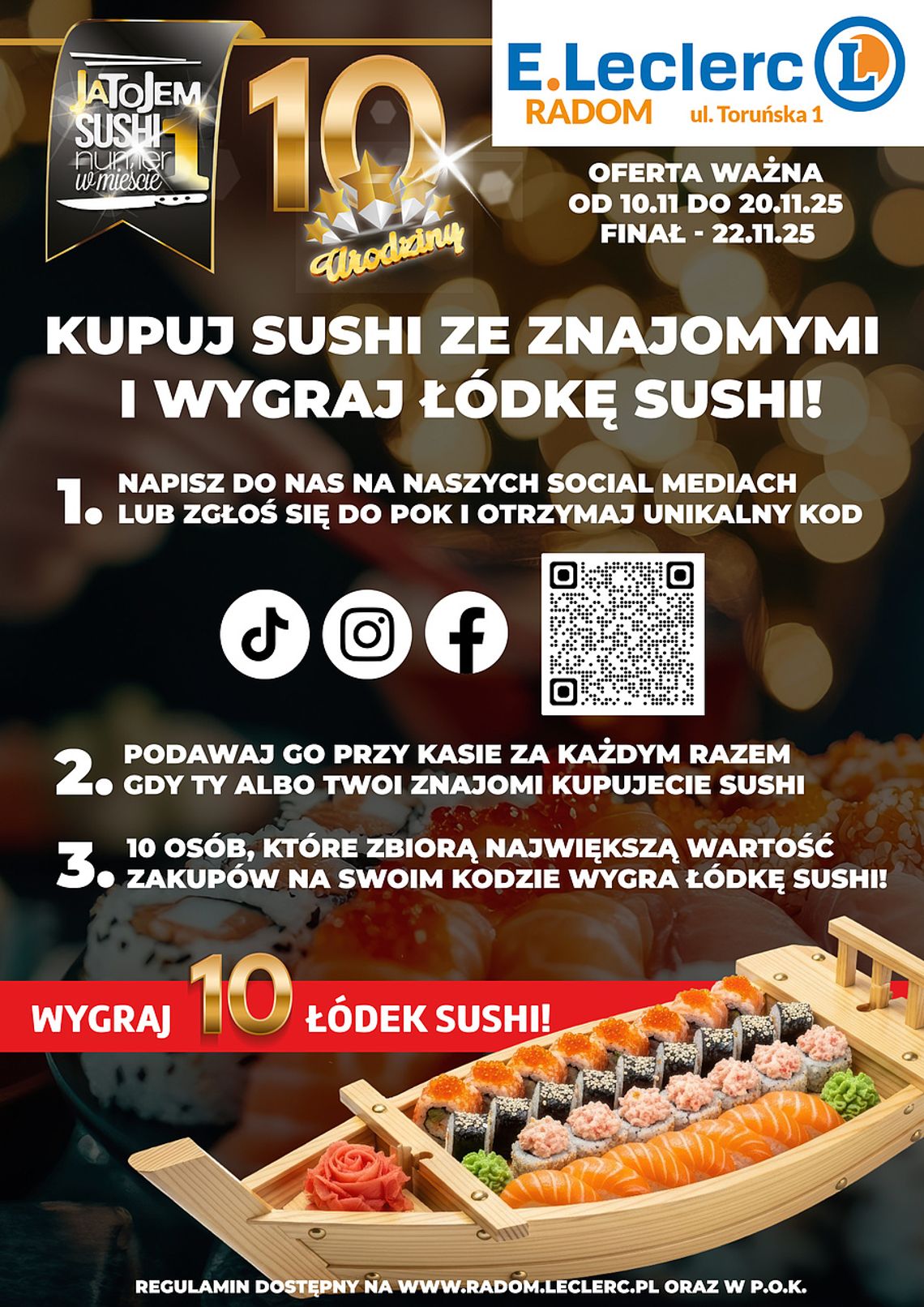 JaToJemSushi – 10 lat pełnych pasji i smaku! Świętuj z E.Leclerc Radom i zgarnij wyjątkowe nagrody!