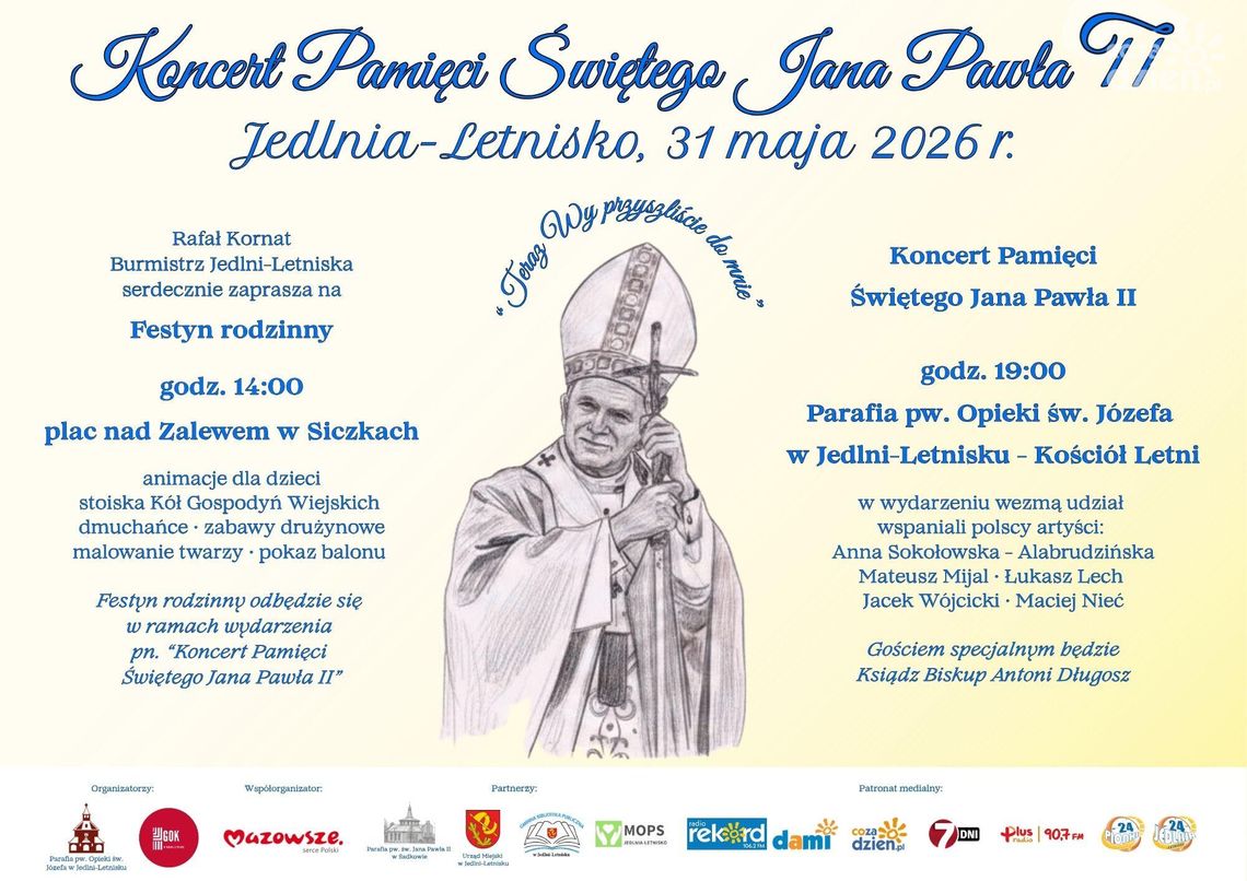 Jedlnia-Letnisko uczci 35. rocznicę wizyty Jana Pawła II w Radomiu. W programie festyn i koncert pamięci Jedlnia-Letnisko uczci 35. rocznicę wizyty Jana Pawła II w Radomiu. W programie festyn i koncert pamięci