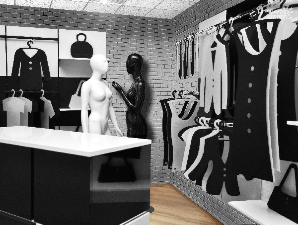 Klasyczne wyposażenie sklepu odzieżowego