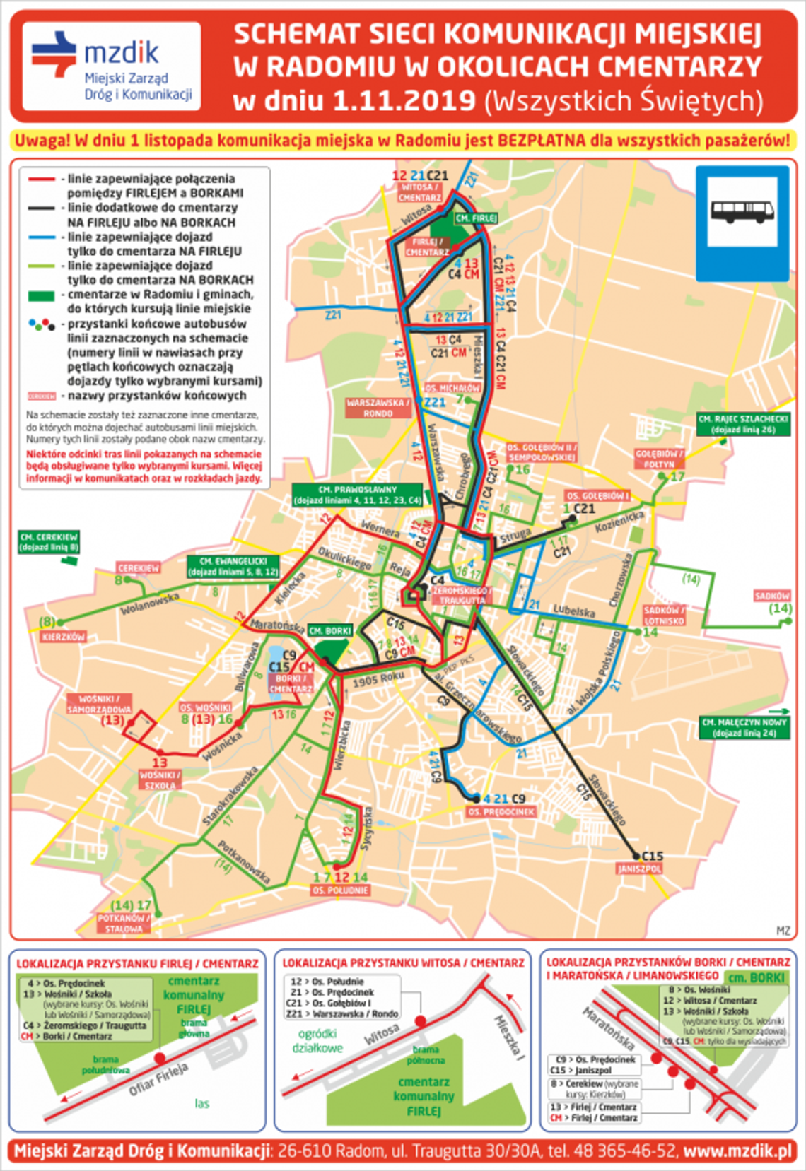Komunikacja miejska w okresie Wszystkich Świętych
