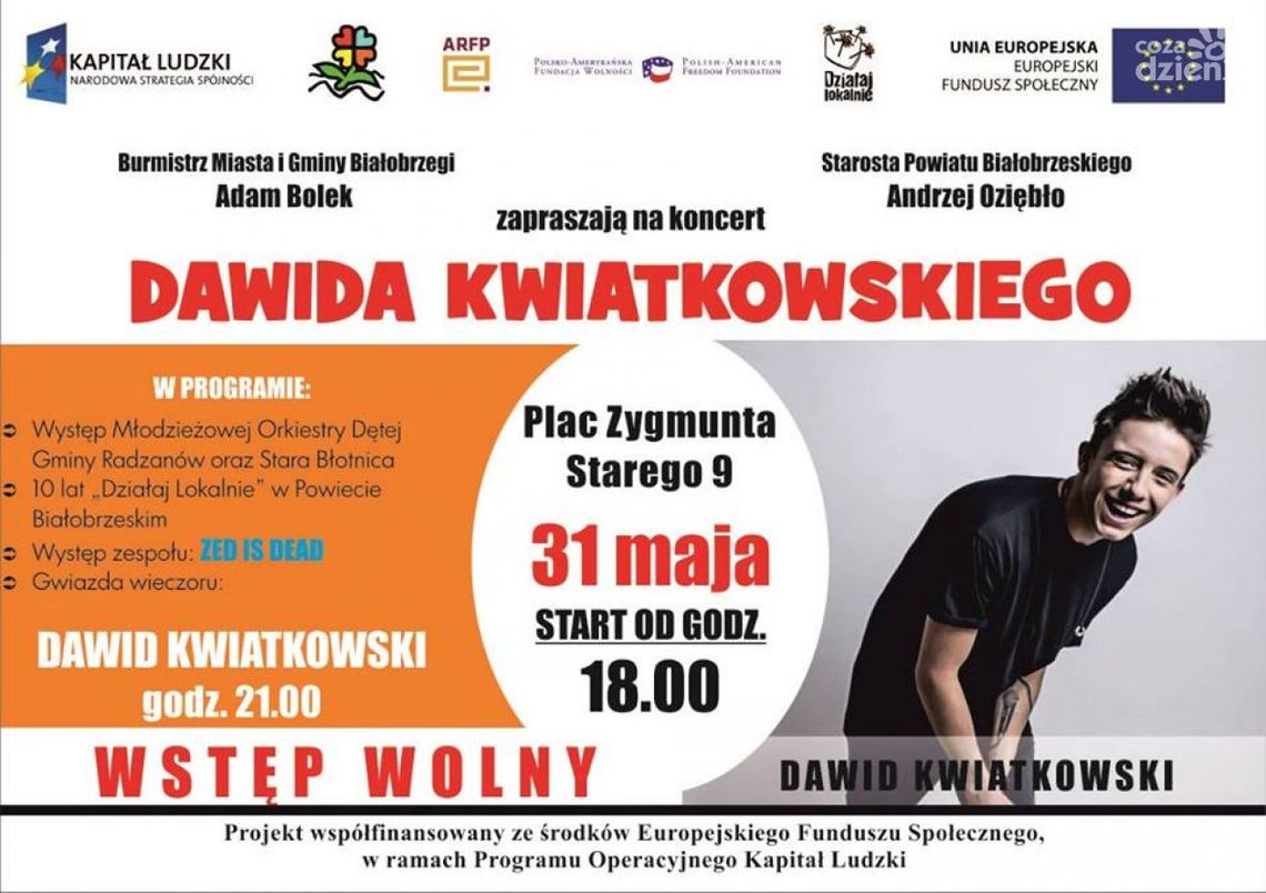 Koncert Dawida Kwiatkowskiego w Białobrzegach Koncert Dawida Kwiatkowskiego w Białobrzegach