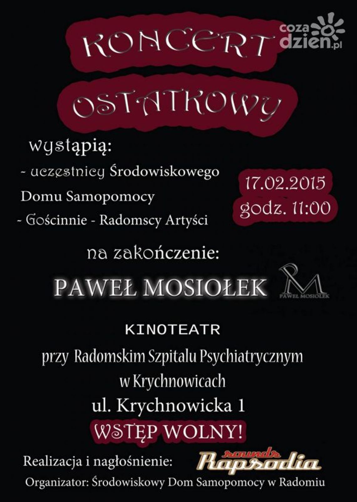Koncert Ostatkowy w Szpitalu Psychiatrycznym
