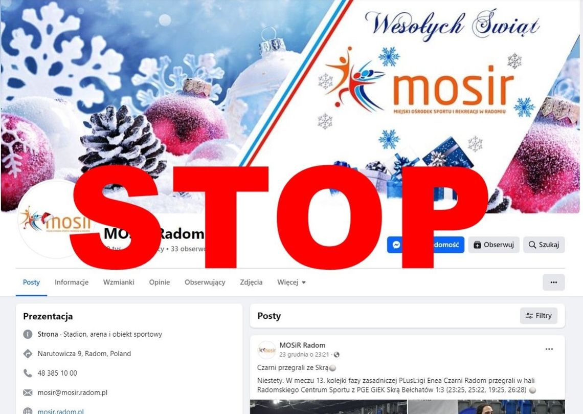 Konto MOSiR-u zostało zhakowane Konto MOSiR-u zostało zhakowane