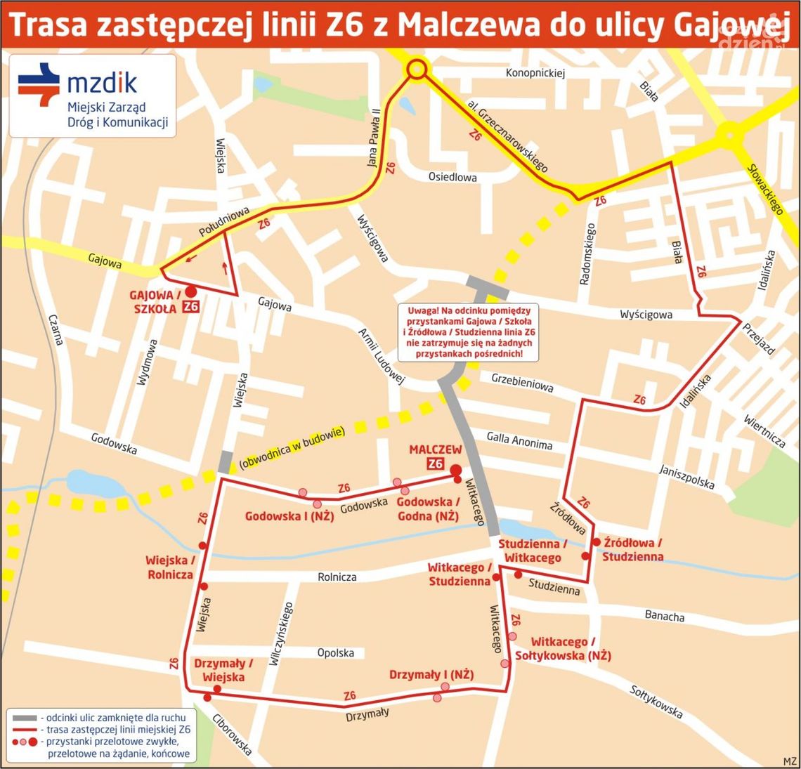 Linia zastępcza Z6 dla uczniów PSP 23!