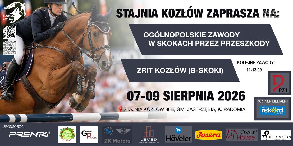 Lubisz konie i sportową rywalizację?! Stajnia Kozłów, zaprasza na sierpniową odsłonę ogólnopolskich zawodów w skokach przez przeszkody Lubisz konie i sportową rywalizację?! Stajnia Kozłów, zaprasza na sierpniową odsłonę ogólnopolskich zawodów w skokach przez przeszkody