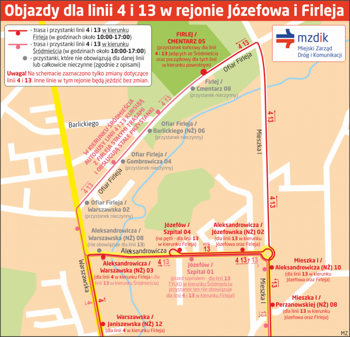 Objazdy 4 i 13 podczas świąt