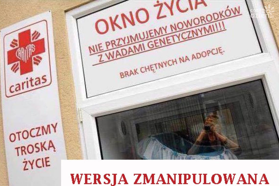 Obrzydliwy fotomontaż z Oknem Życia