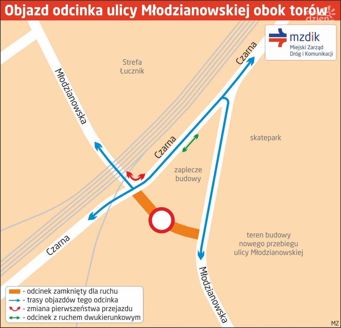 Od poniedziałku zamknięty fragment Młodzianowskiej! Od poniedziałku zamknięty fragment Młodzianowskiej!