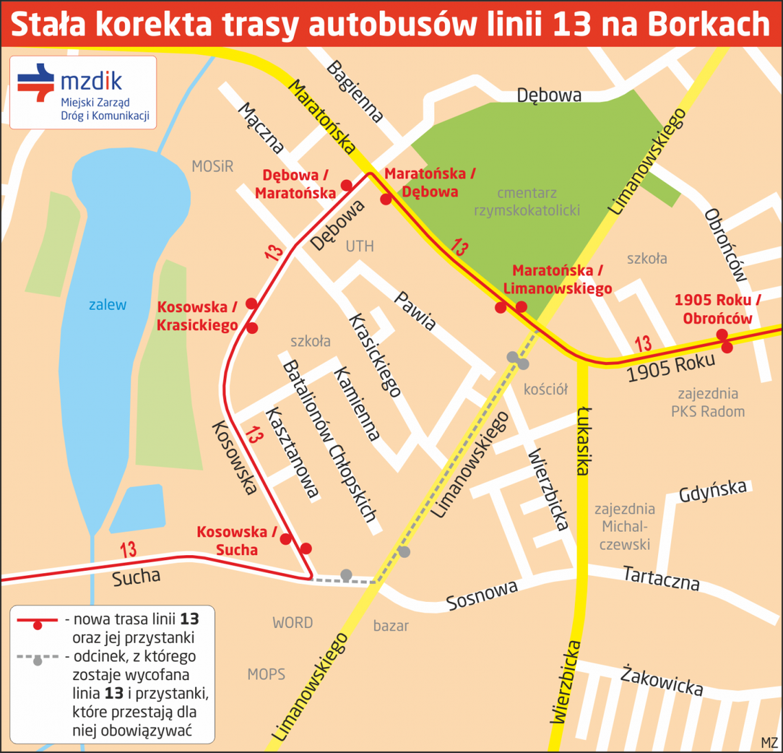 Od soboty "13" pojedzie inną trasą Od soboty "13" pojedzie inną trasą