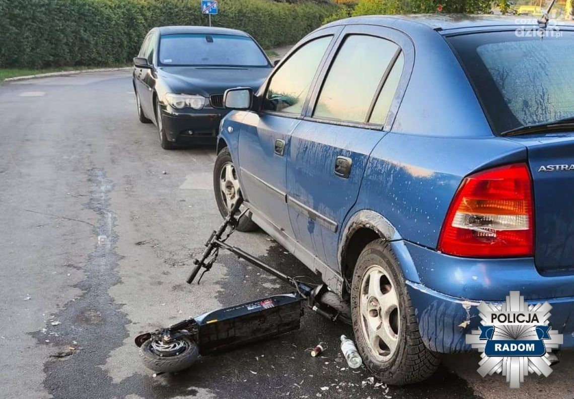 Pijani wjechali hulajnogą w samochód