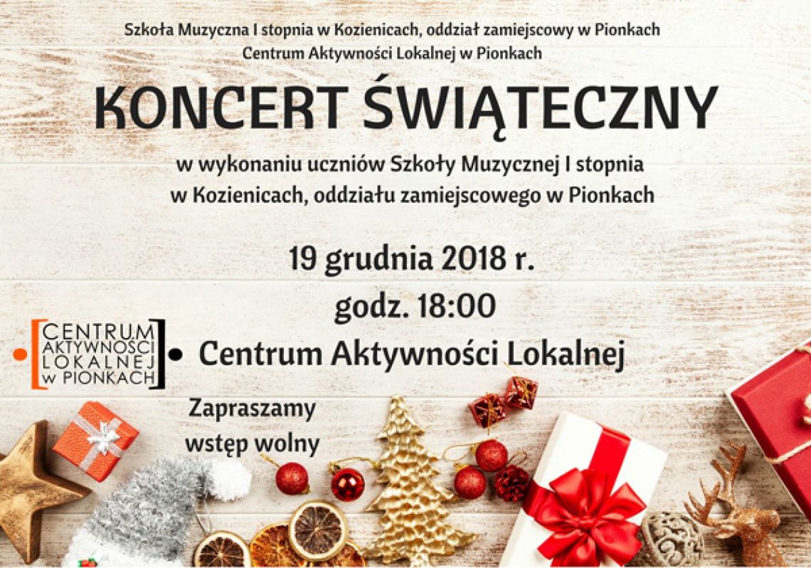 Pionki. Koncert świąteczny już 19 grudnia