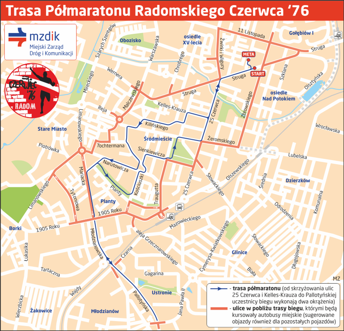 Półmaraton Radomskiego Czerwca ’76. Będą zmiany w ruchu