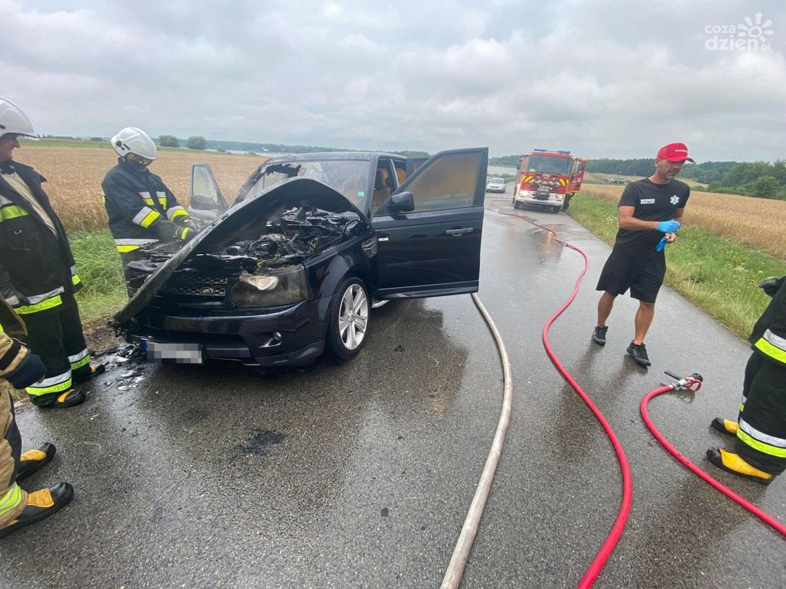 Pożar samochodu w Domaniowie