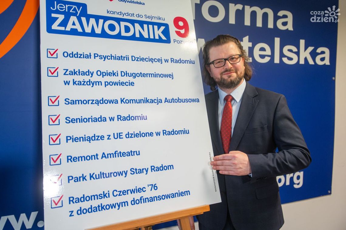 Psychiatria dla dzieci, komunikacja autobusowa i dzielenie pieniędzy unijnych w Radomiu. Jerzy Zawodnik zaprezentował program wyborczy