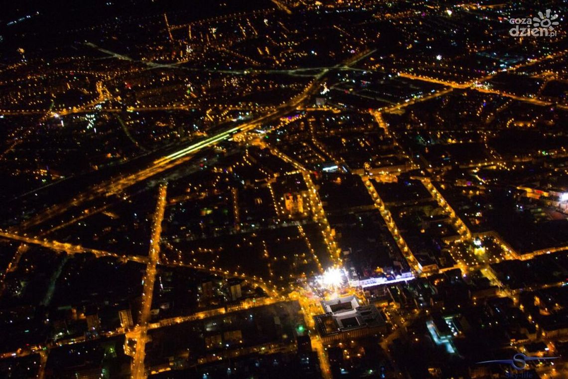 Radom. Noc sylwestrowa z lotu ptaka