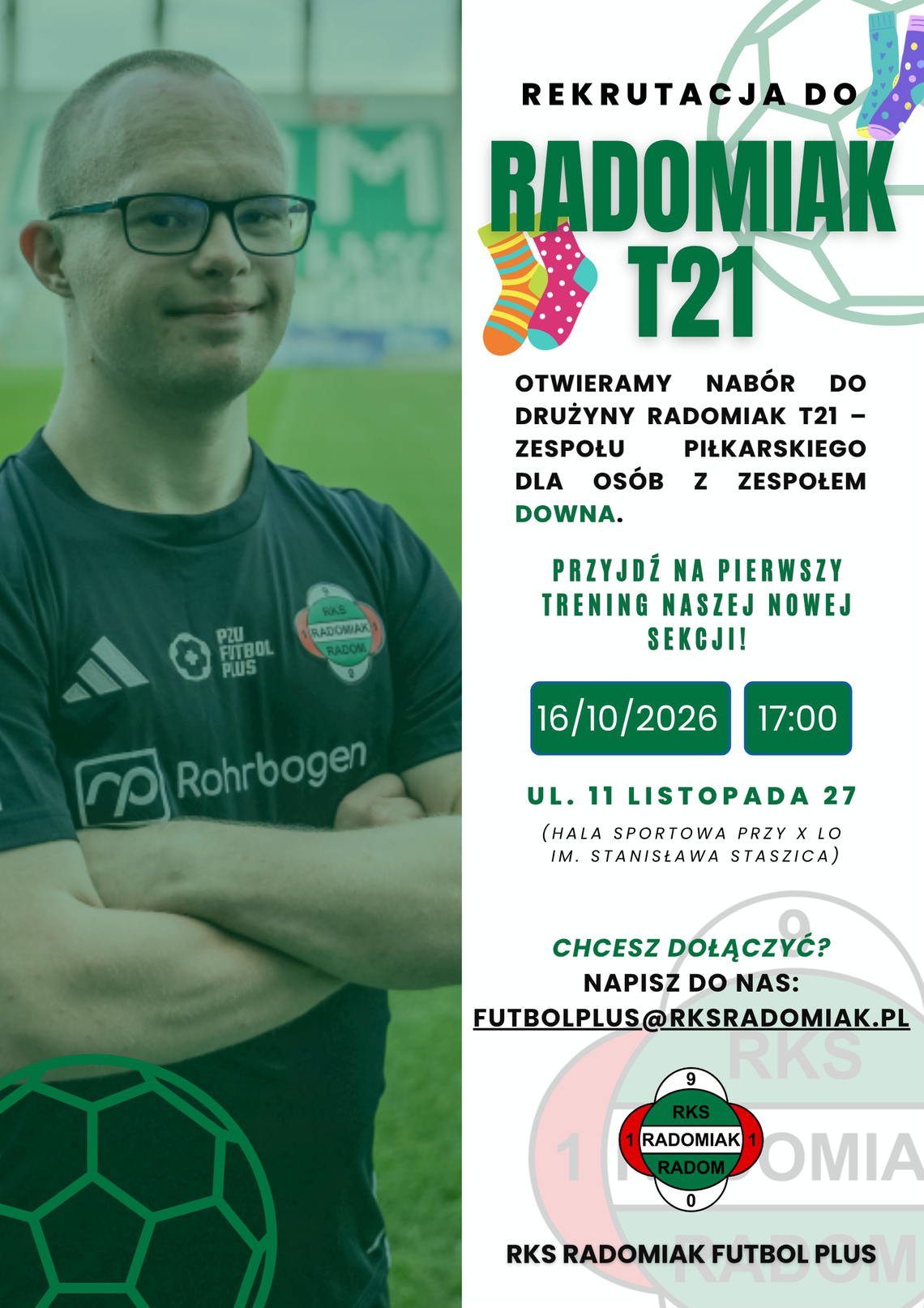 Radomiak rozpoczyna nabór. Powstaje drużyna dla osób z zespołem Downa Radomiak rozpoczyna nabór. Powstaje drużyna dla osób z zespołem Downa