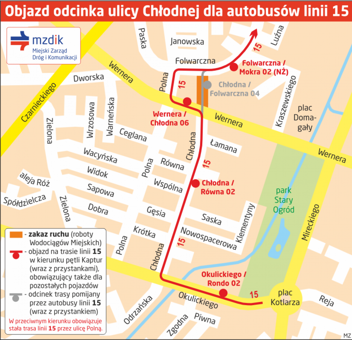 Roboty na ul. Chłodnej. Będą utrudnienia i objazdy