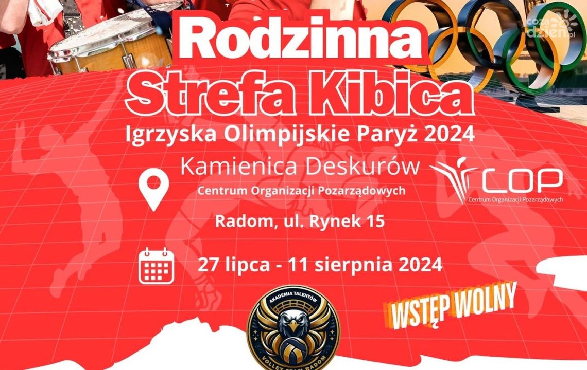 Siatkarskie mecze na igrzyskach olimpijskich w Rodzinnej Strefie Kibica na dużym ekranie w Kamienicy Deskurów