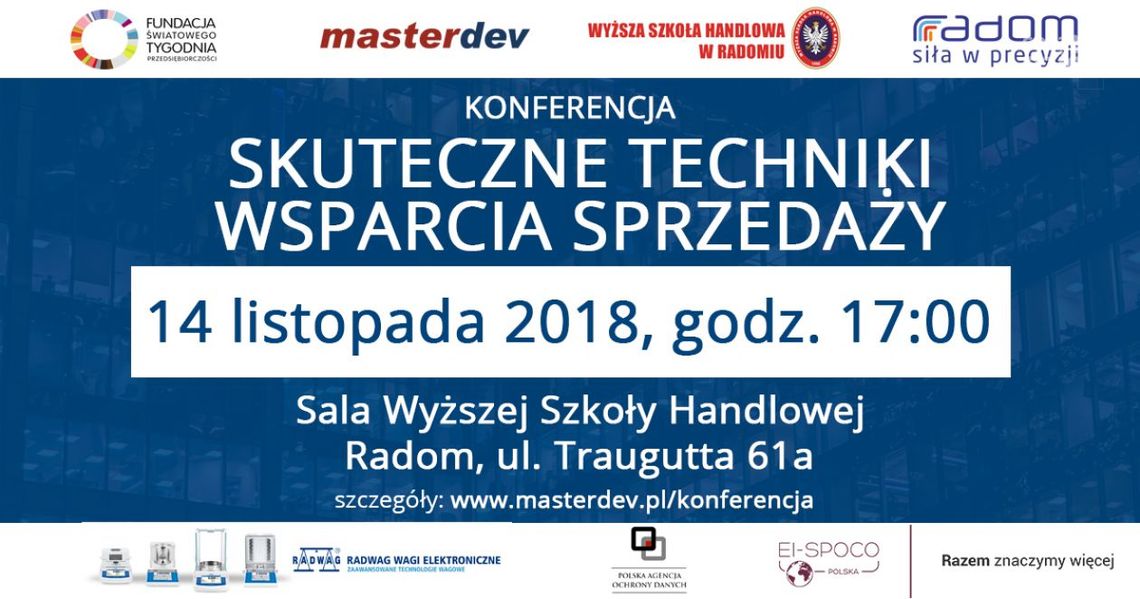 „Skuteczne techniki wsparcia sprzedaży” – konferencja w Radomiu