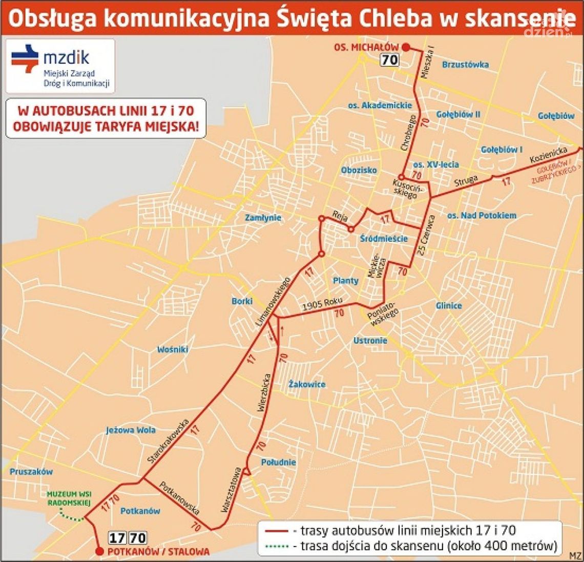 Specjalna linia do skansenu (mapka)