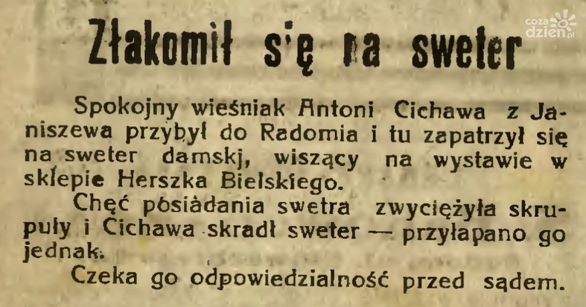 SPOKOJNY WIEŚNIAK SPRAWCĄ KRADZIEŻY SWETRA!