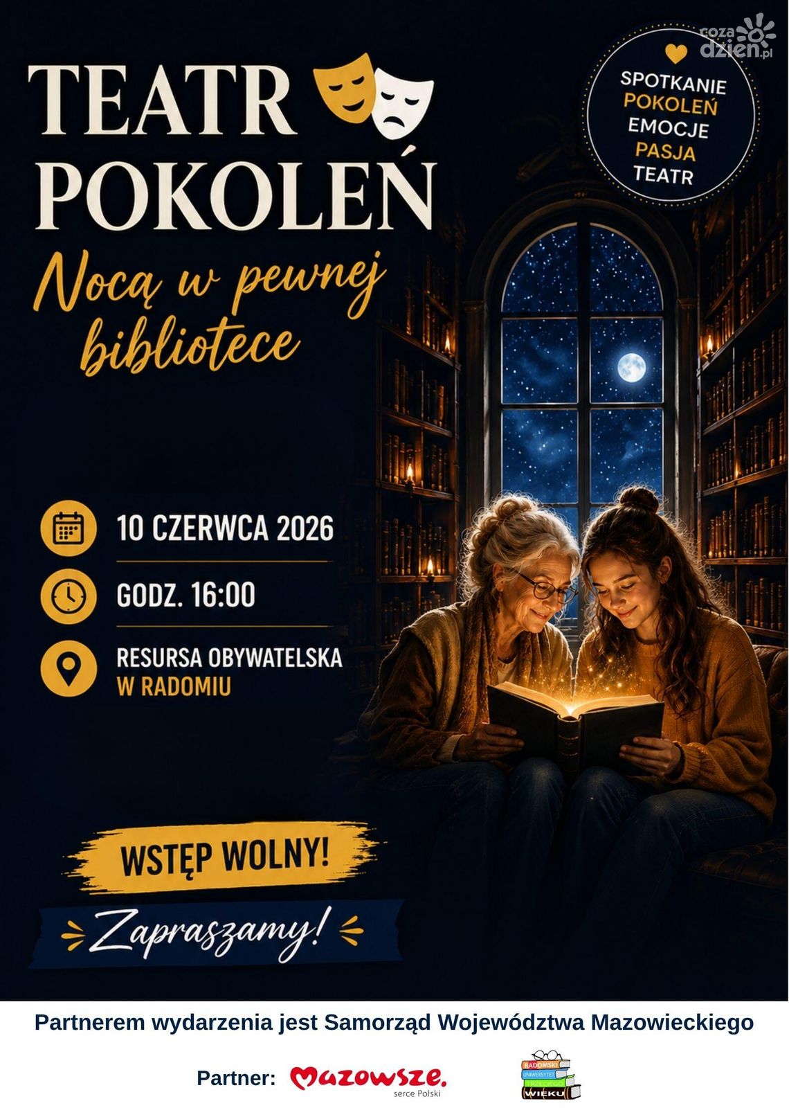 „Teatr Pokoleń – Nocą w pewnej bibliotece”. Międzypokoleniowy spektakl już w czerwcu w Radomiu „Teatr Pokoleń – Nocą w pewnej bibliotece”. Międzypokoleniowy spektakl już w czerwcu w Radomiu