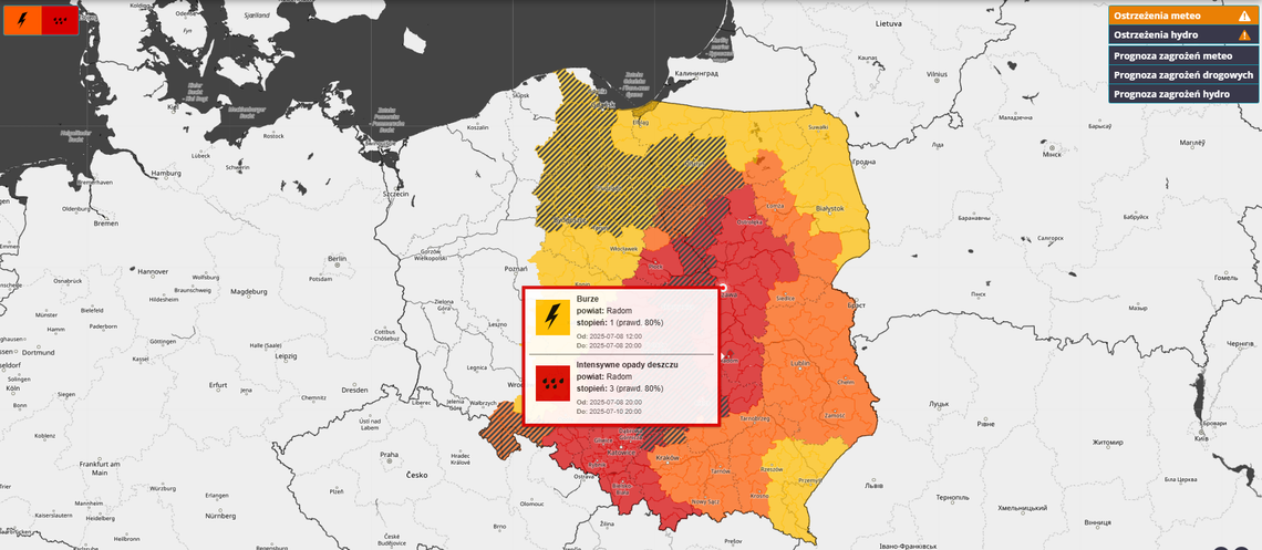 Potężne ulewy i burze nad Radomiem. Obowiązuje ostrzeżenie IMGW Potężne ulewy i burze nad Radomiem. Obowiązuje ostrzeżenie IMGW