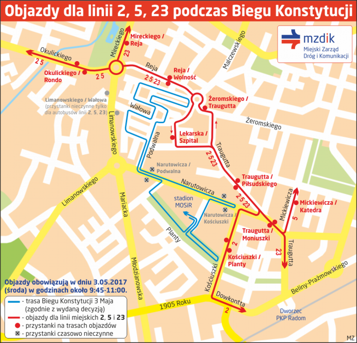Utrudnienia w ruchu podczas Biegu Konstytucji