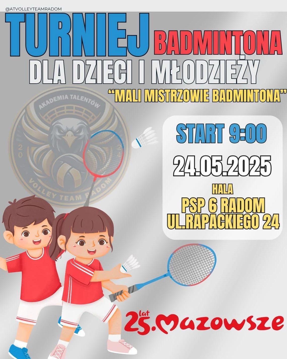 W sobotę w Radomiu turniej "Mali mistrzowie badmintona"