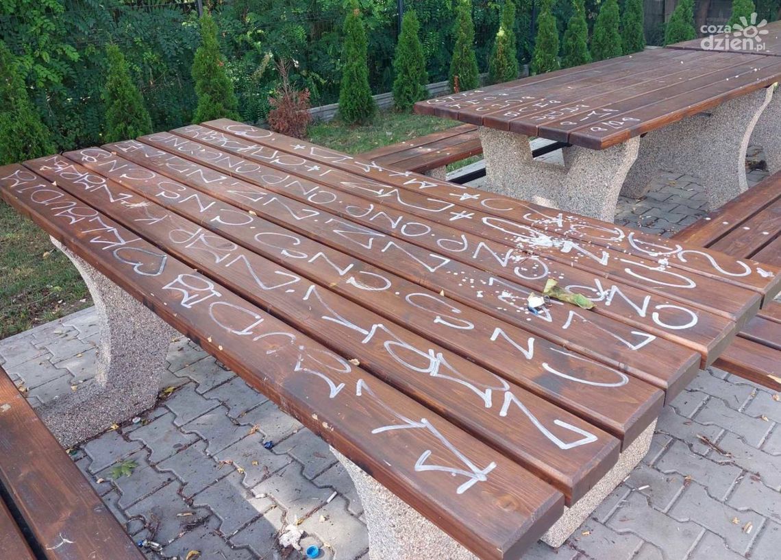 Wandale w Goździe. Zniszczyli stoły, połamali płyty