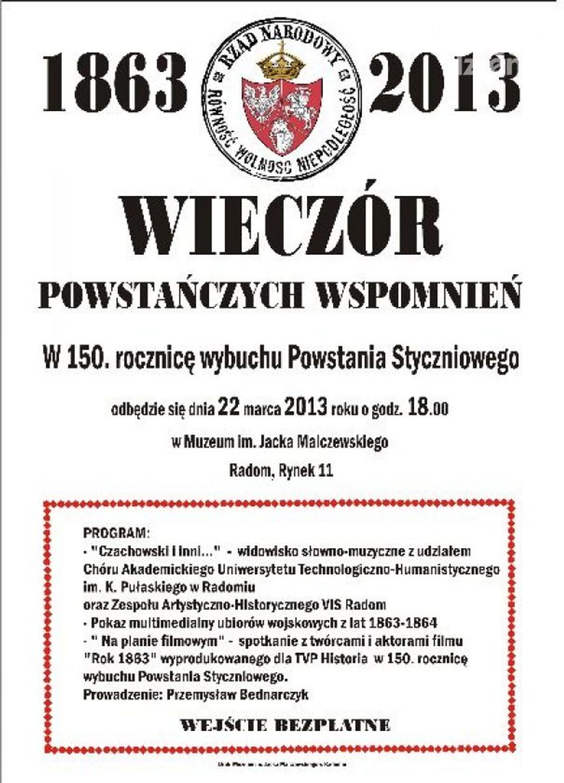 "Wieczór powstańczych wspomnień" w Muzeum im. J. Malczewskiego