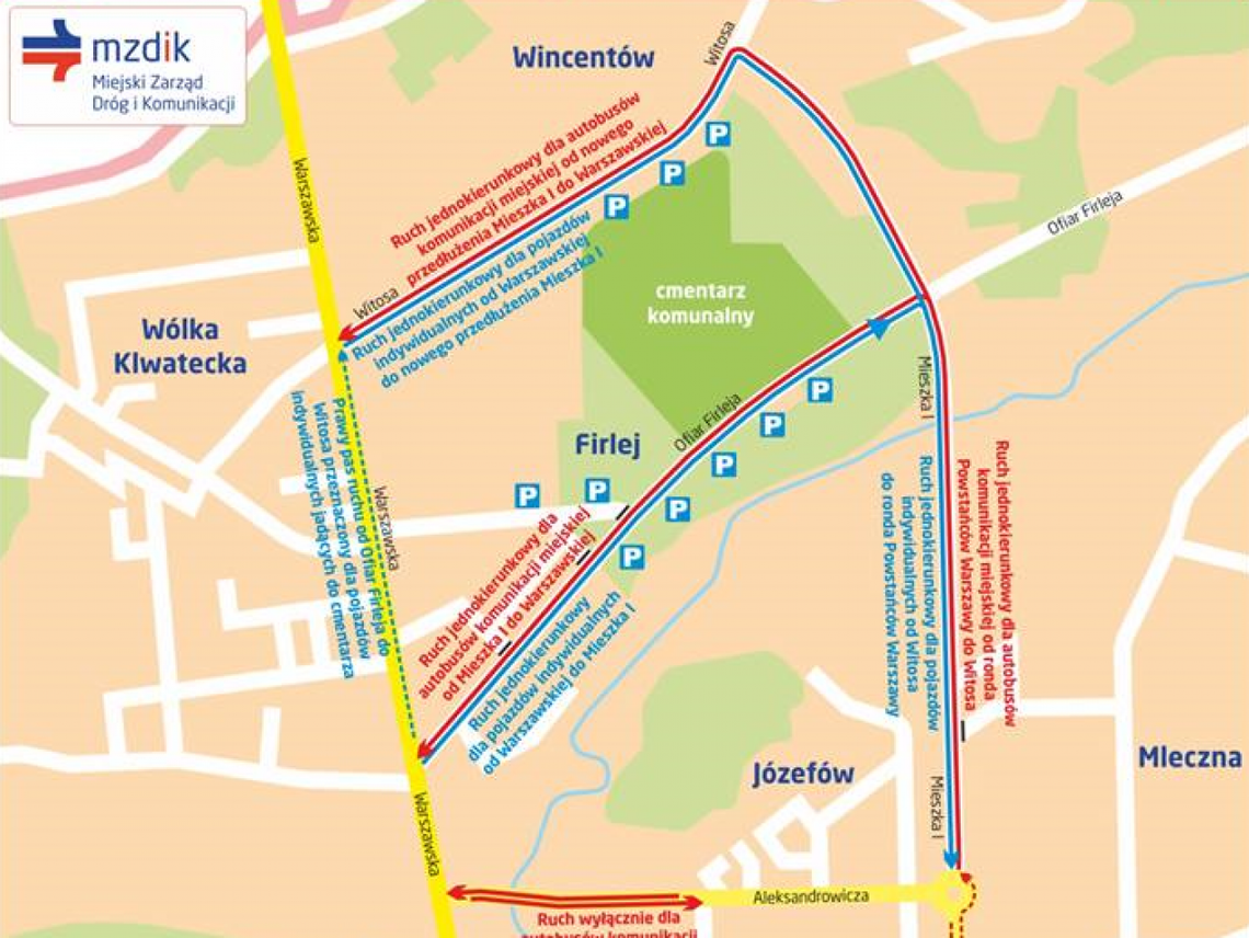 Wszystkich Świętych. Mapa dojazdu na Firlej