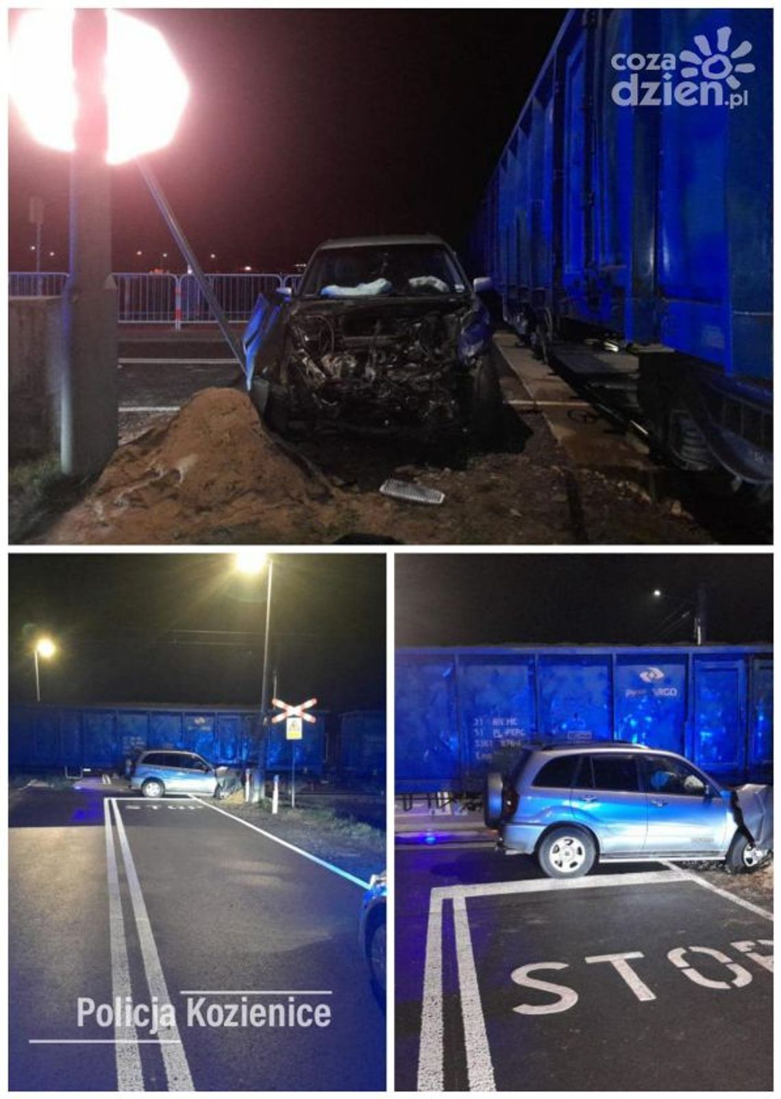 Wypadek na przejeździe kolejowym. Kierowca w szpitalu
