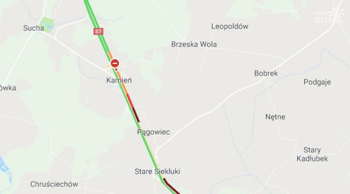 Wypadek na S7. Kilkukilometrowy korek