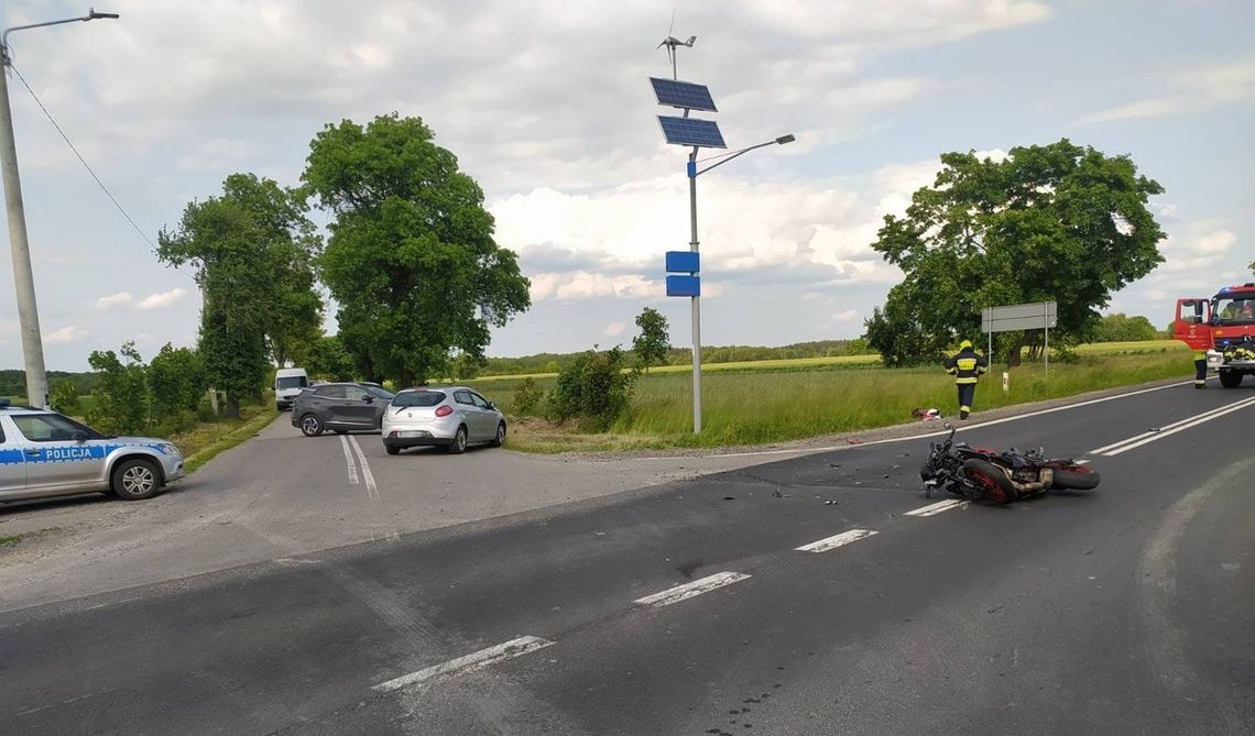 Wypadek z udziałem motocyklisty na DK 12 Wypadek z udziałem motocyklisty na DK 12
