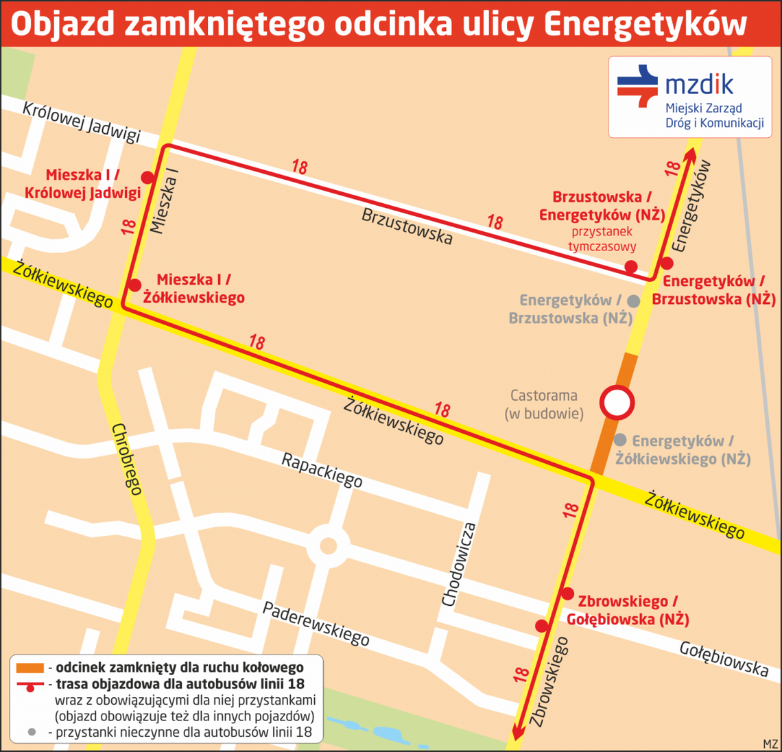 Zamkną odcinek ulicy Energetyków. Objazdy Zamkną odcinek ulicy Energetyków. Objazdy