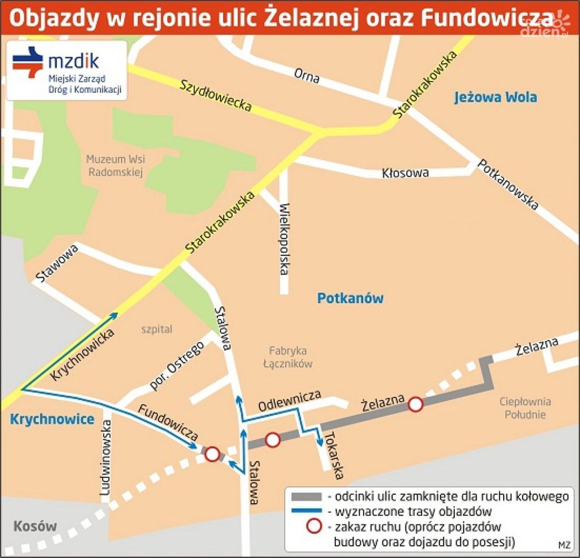 Zamkną odcinki ulic na Potkanowie (mapka) Zamkną odcinki ulic na Potkanowie (mapka)