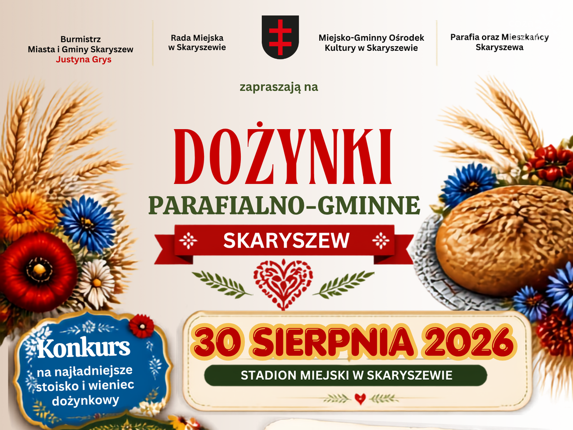 Zapraszamy na dożynki parafialno-gminne w Skaryszewie Zapraszamy na dożynki parafialno-gminne w Skaryszewie