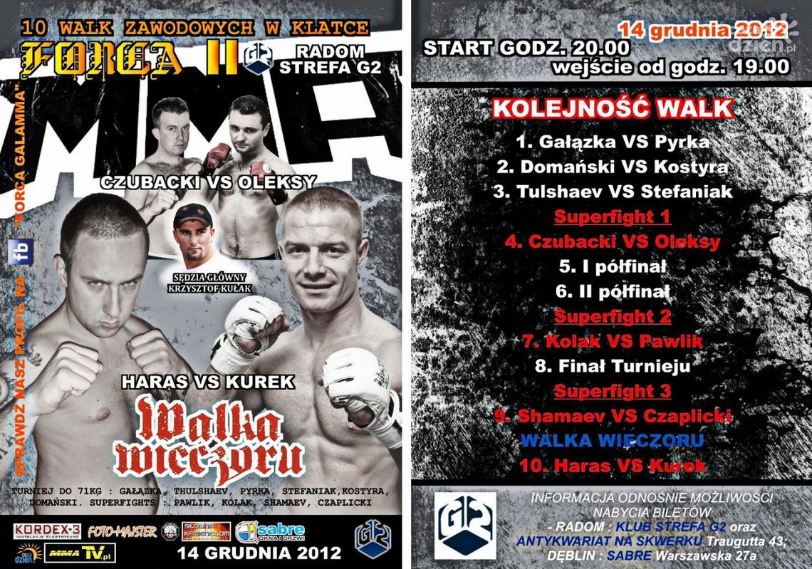 Zawodowa Gala MMA "FORCA II" już w piątek w Radomiu Zawodowa Gala MMA "FORCA II" już w piątek w Radomiu