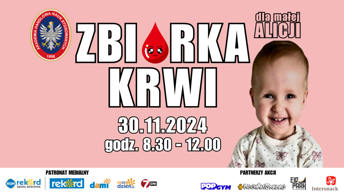 Zbiórka krwi dla małej Alicji Zbiórka krwi dla małej Alicji
