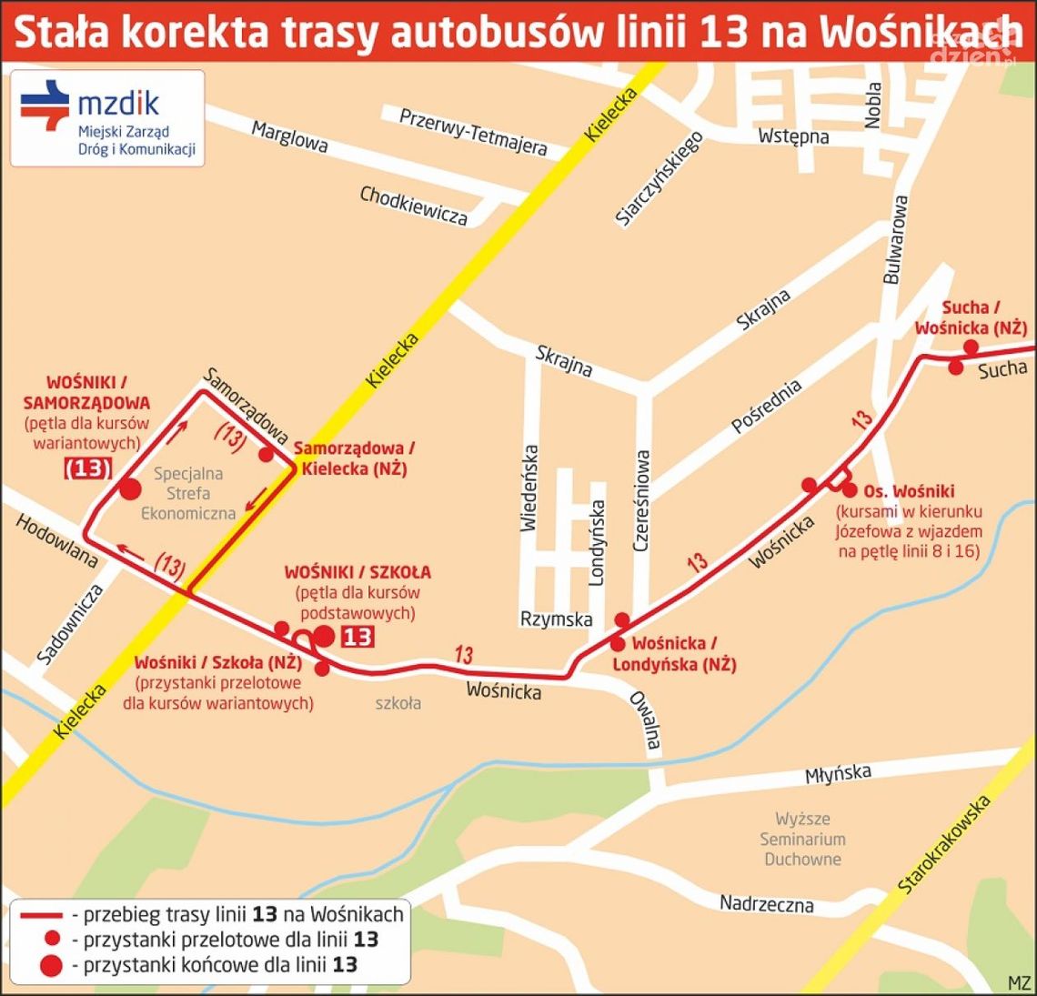 Zmiany na trzech liniach autobusowych Zmiany na trzech liniach autobusowych