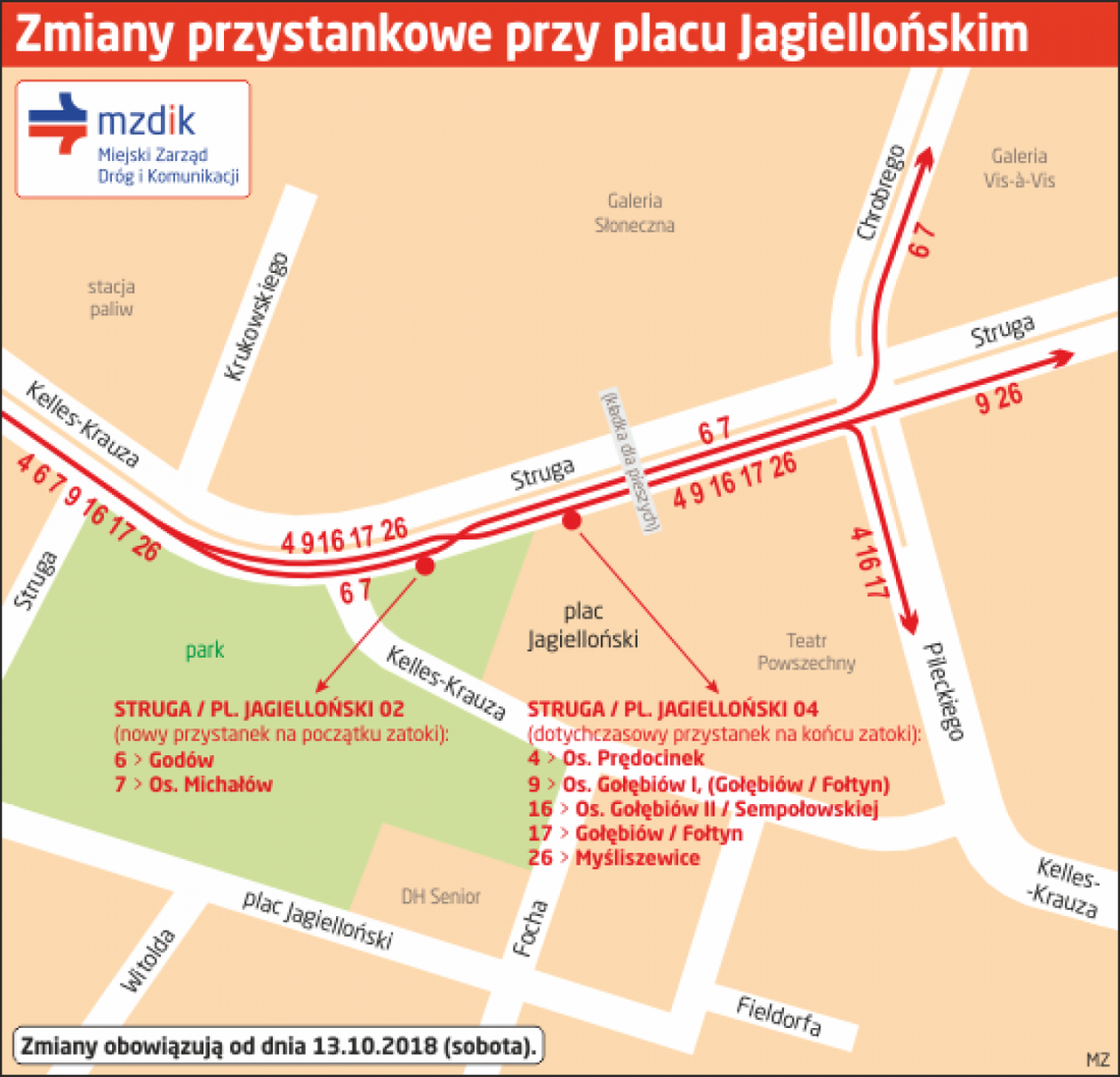 Zmiany przystanków przy ul. Struga