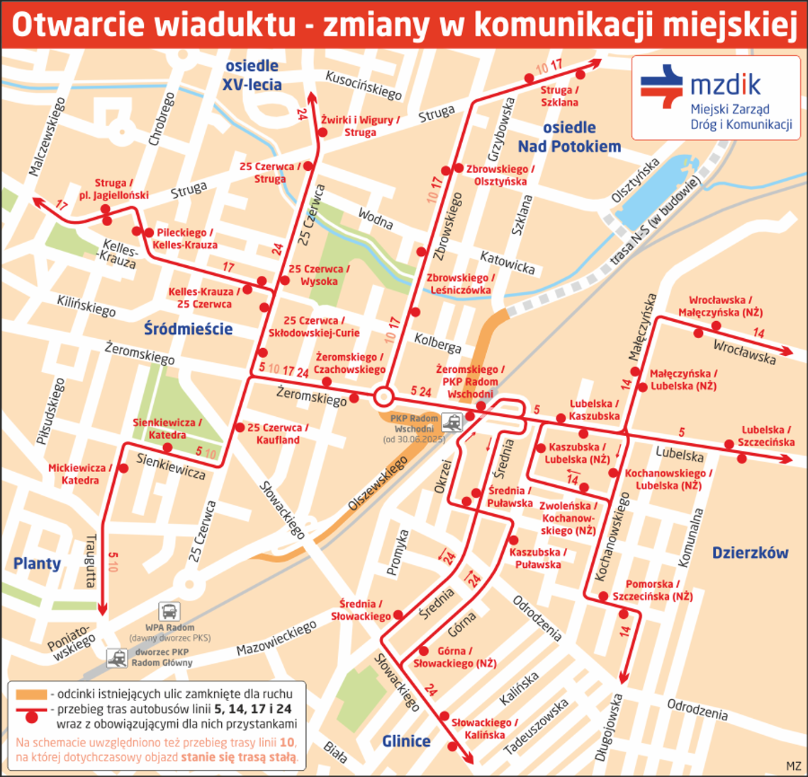 Zmiany w komunikacji miejskiej w rejonie wiaduktu już od 28 czerwca