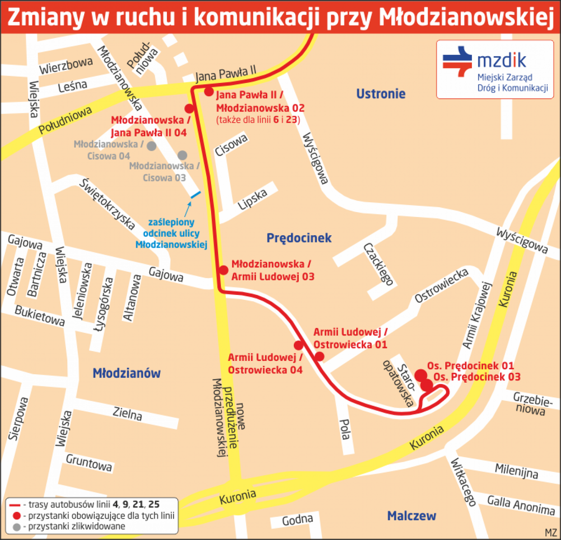 Zmiany w ruchu na Młodzianowskiej