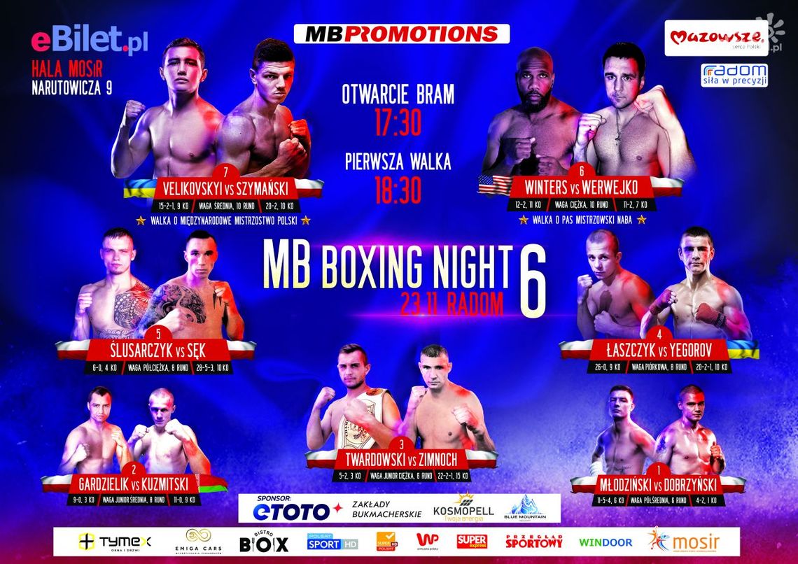 Znamy kartę walk MB Boxing Night 6, która odbędzie się w Radomiu Znamy kartę walk MB Boxing Night 6, która odbędzie się w Radomiu
