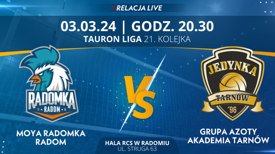 Moya Radomka Radom - Grupa Azoty Akademia Tarnów (relacja LIVE) 