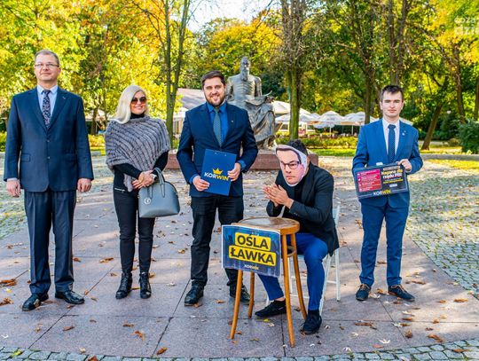 Przedstawiciel KORWiN posadzili "premiera" w oślej ławce (zdjęcia)