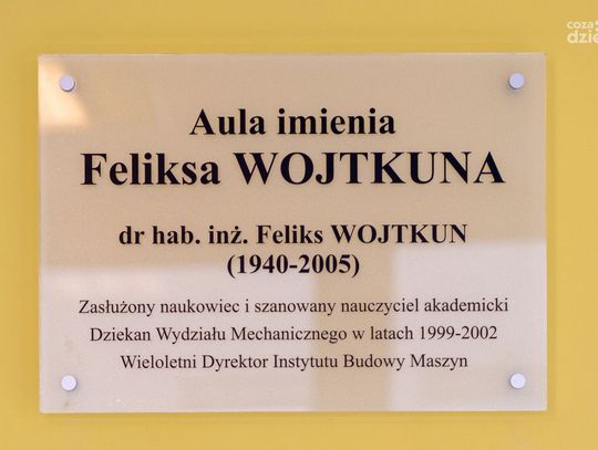 Nadanie imienia dr. hab. inż. Feliksa Wojtkuna auli na Wydziale Mechanicznym UTH (zdjęcia)